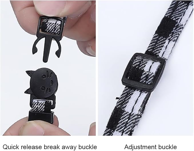 2-Pack Plaid Cat Collar with Bell and Bow, Breakaway Kitten Collar with Bell - Image 5