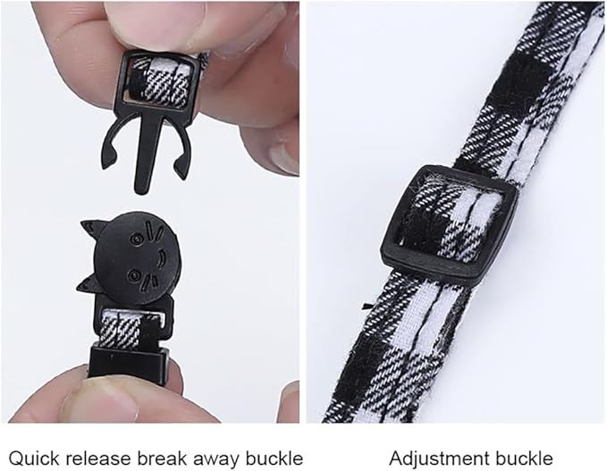 White Plaid Dog Bow Collar - Image 5