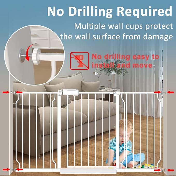 Safety Baby Gates for Doorway Stairs 43.5-48 Inch Extra Wide Child Gate for Kid - Image 4