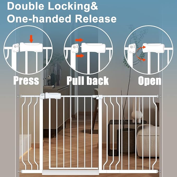 Safety Baby Gates for Doorway Stairs 43.5-48 Inch Extra Wide Child Gate for Kid - Image 3