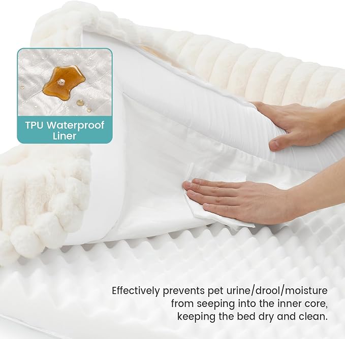 Cute Dog Bed for Extra Large Dogs, Faux Rabbit Fur Orthopedic Foam Dog Bed - Image 8