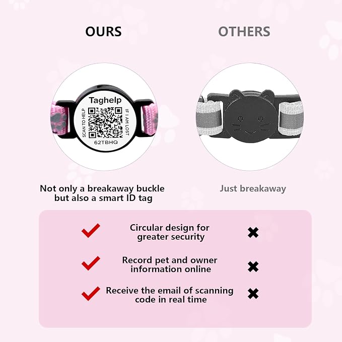 Cat Collar Breakaway with QR Code Name Tag, Reflective Kitten Collars with Bell - Image 8
