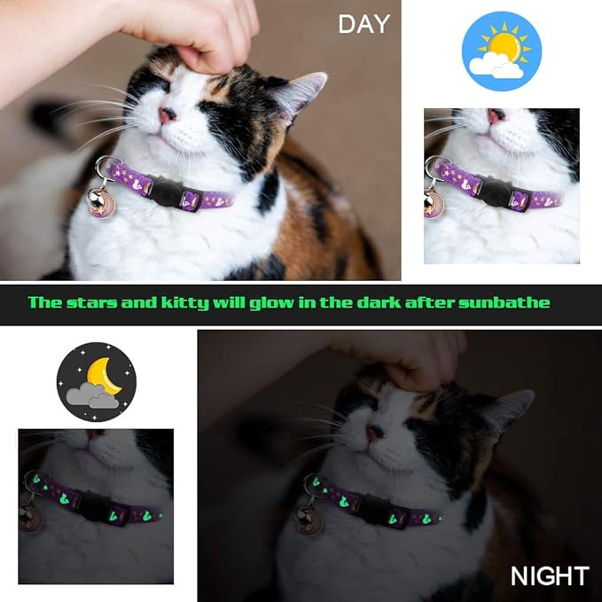 4PCS Cat Collar with Bells, Breakaway Cat Collars, Kitten Collar with Bell - Image 4