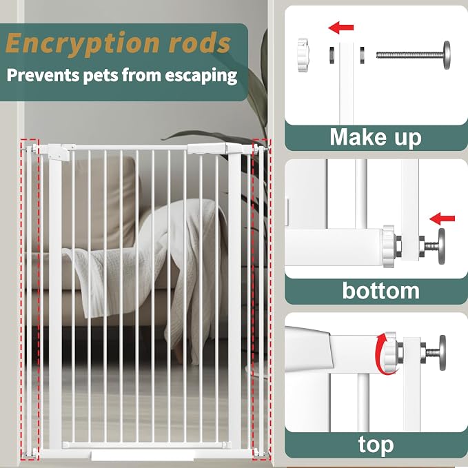 40.55" Tall, 61.61-69.48 Inch Wide, 1.37" Ultra Narrow Spacing Dog Pet Baby - Image 7