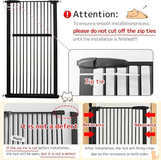 Lumizone Extra Tall Pet Gate 55.12" High Pressure Mounted 38.39"-59.24" Extra - Image 9