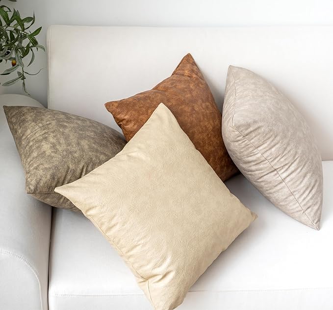 Pack of 2 Leather Lumbar Pillow Covers, Modern Decorative Thickened Luxury Faux - Image 8