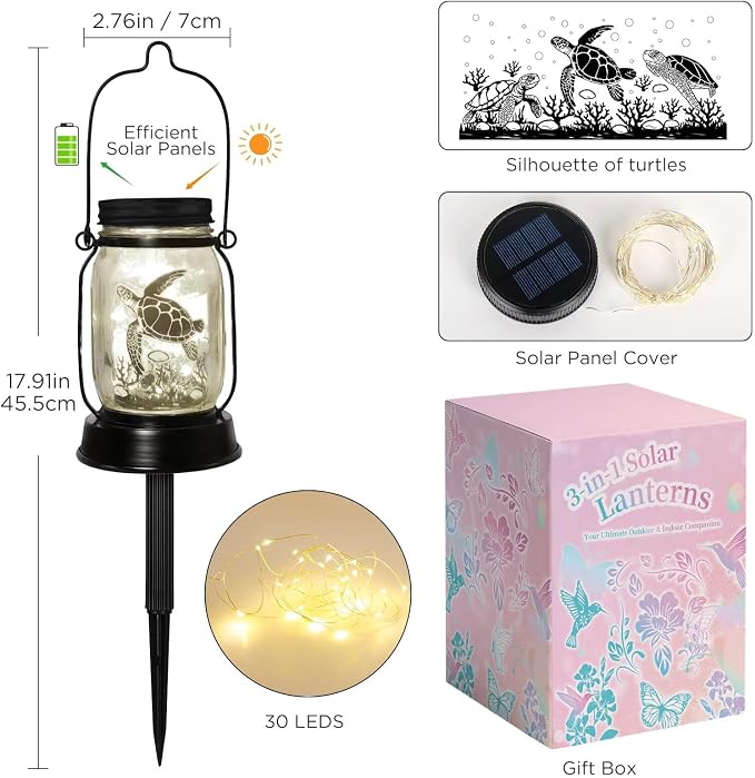 kyoryuger Sea Turtle Gifts for Women/Men Turtle Lovers Solar Lantern Mom - Image 7