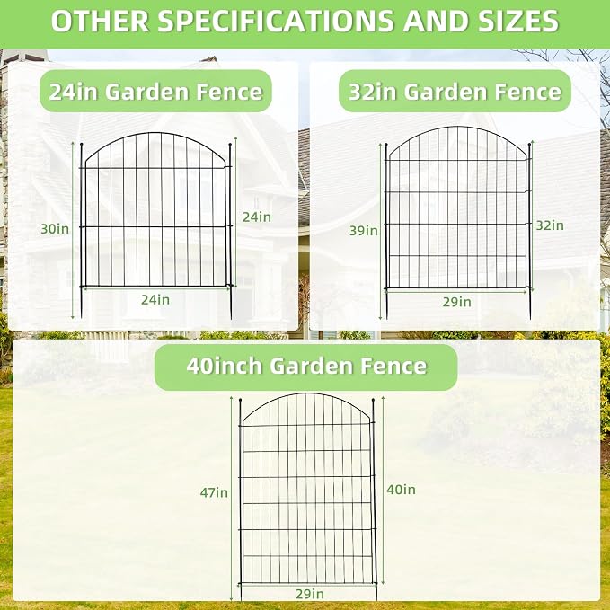 Decorative Garden Fence 40in x12ft, 5 Pack No Dig Fence Animal Barrier - Image 7