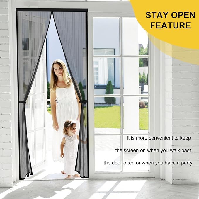 Magnetic Screen Door for 48 x 96 Inch French Door, Screen Itself Size: 50" x 97" - Image 3