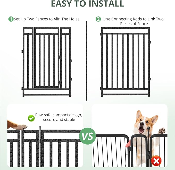 Dog Fence Outdoor for Yard Dog Playpen Indoor 40" Height 16 Panels Portable - Image 3