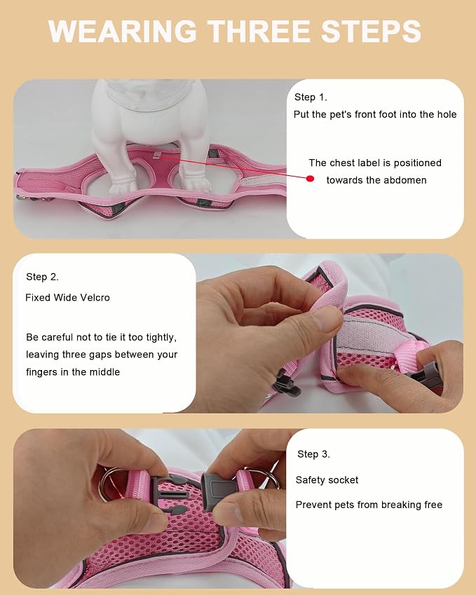 L Blue Soft Mesh Dog Harness and Leash Set, No Escape Puppy Harnesses - Image 5