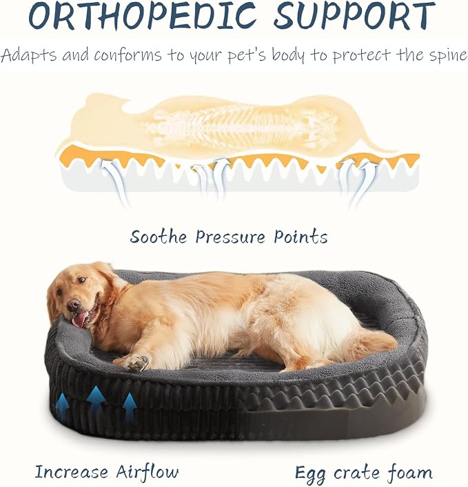 Orthopedic Dog Bed for Extra Large Dogs Breeds, High Density Egg Crate Foam Dog - Image 2