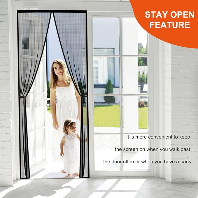 Fiberglass Magnetic Screen Door Fit Door Size 40 x 83 in- Heavy Duty Fiberglass - Image 3