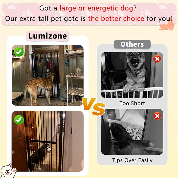 Lumizone Extra Tall Pet Gate 55.12" High Pressure Mounted 38.39"-59.24" Extra - Image 5