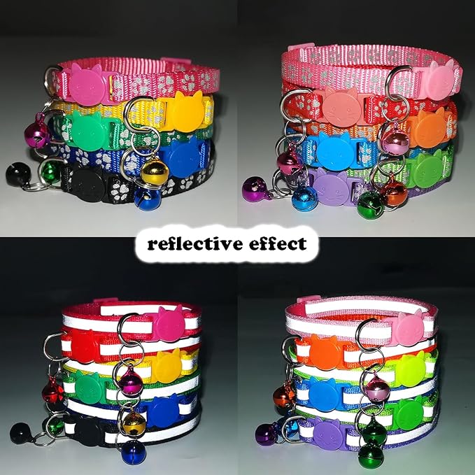 Green Cat Collars with Bells, Break Away Cat Collar with Bells, Reflective - Image 3