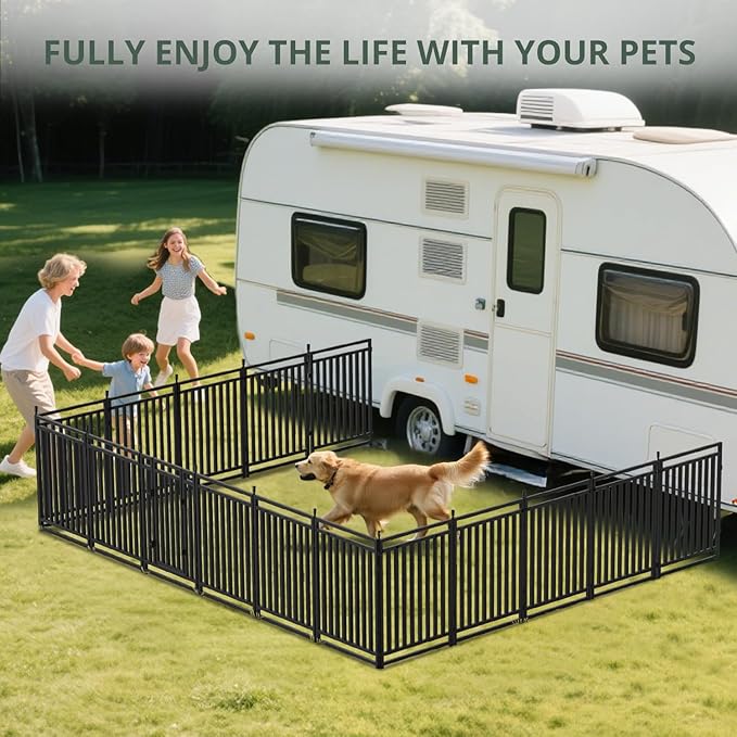Dog Fence for Yard Outdoor Indoor Dog Playpen 40" Height 8 Panels Metal Dog Pen - Image 6