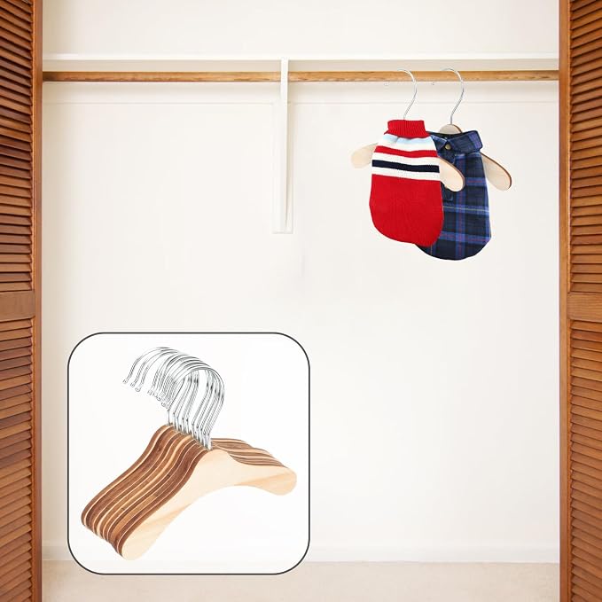 Wooden Dog Clothes Hangers 8.66 Inch Small Pet Apparel Hangers Wear-Resistant - Image 5