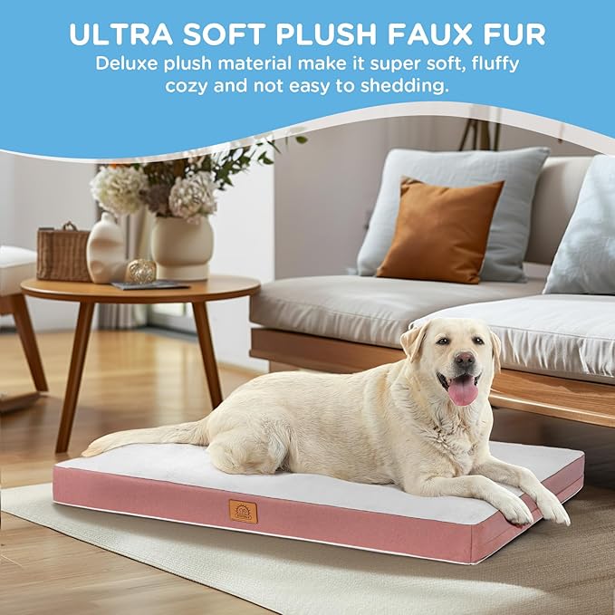 Orthopedic Dog Bed for Large Dogs, Waterproof Deluxe Plush Dog Crate Bed - Image 4