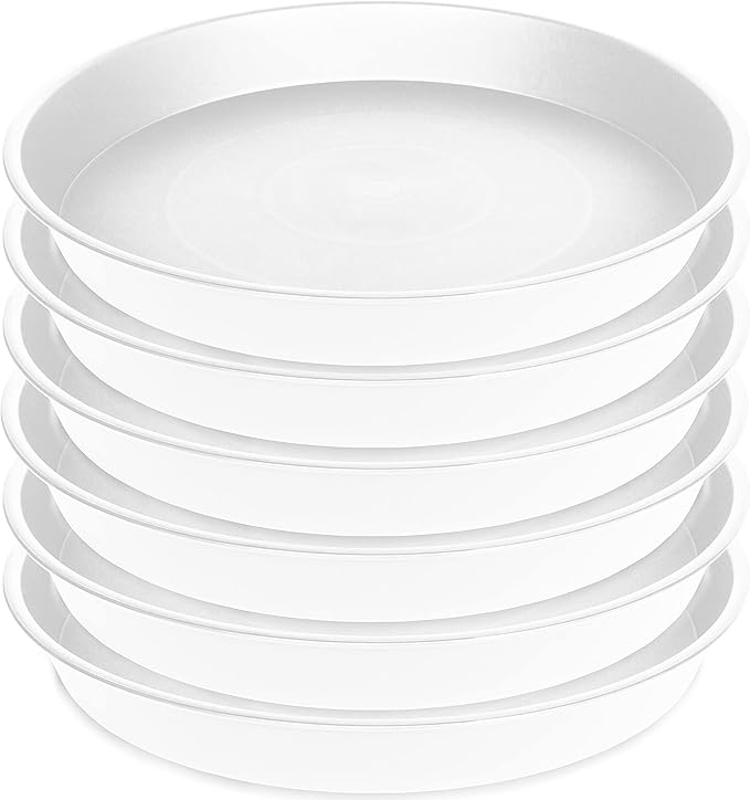 6 Pack of 8 inch Plant Saucer, Heavy Duty Plastic Plant Drip Trays 8" Round by Bleuhome