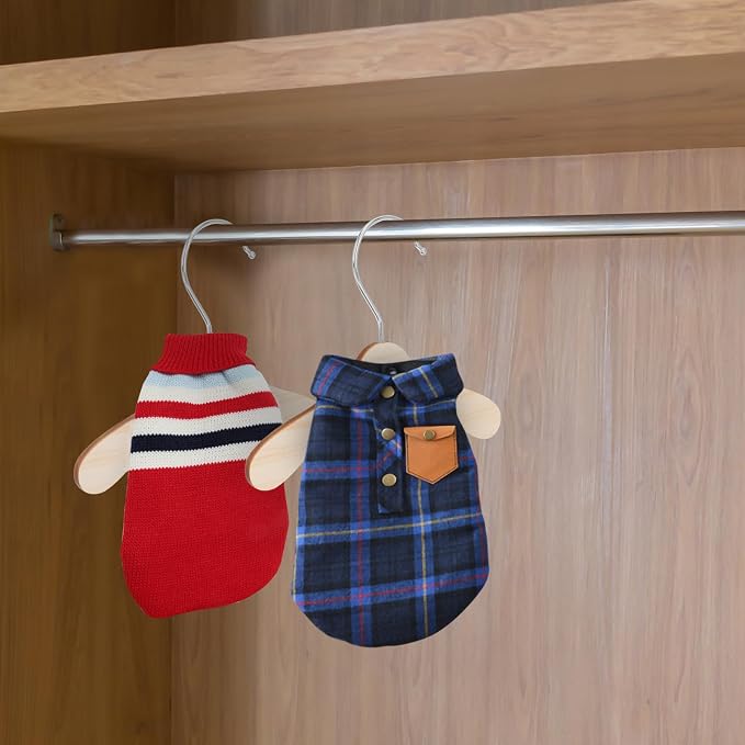 Wooden Pet Clothes Hangers 8.66-inch Small Dog and Cat Hangers Wear-Resistant - Image 5