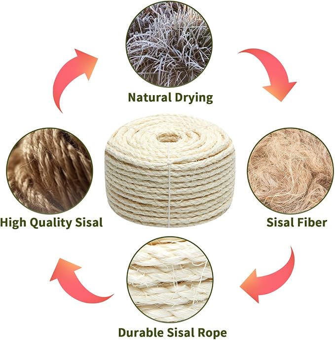 White Sisal Rope 1/4 Inch by 49-Feet - Image 4