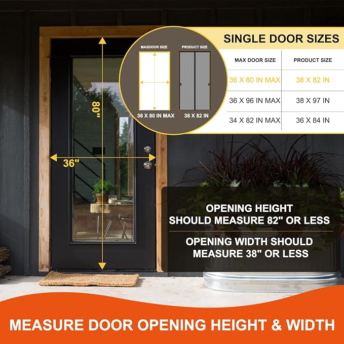 Fiberglass Magnetic Screen Door Fit Door Size 36 x 80 in- Heavy Duty Fiberglass - Image 2