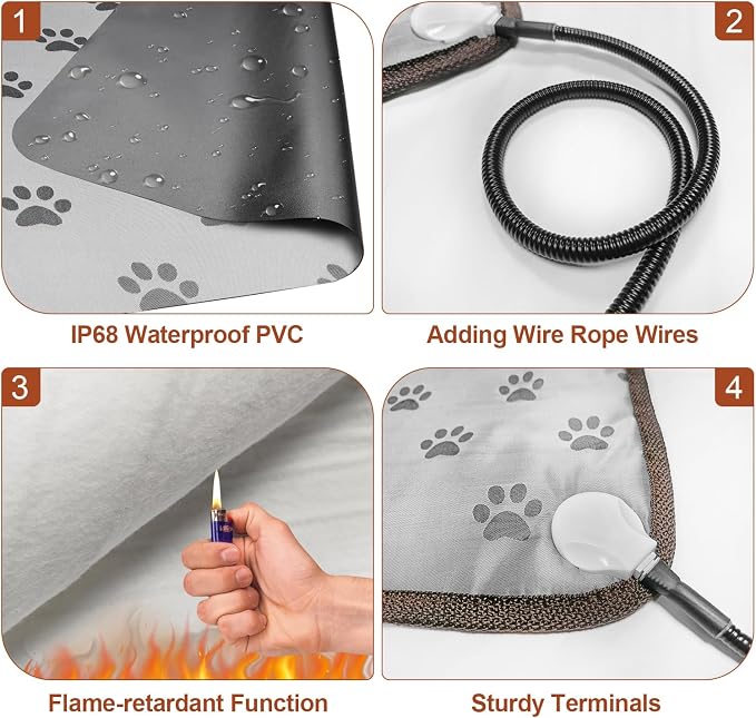 Cat Heating Pad 18x18 in with Smart Thermostat Switch and Power Line Protection - Image 3