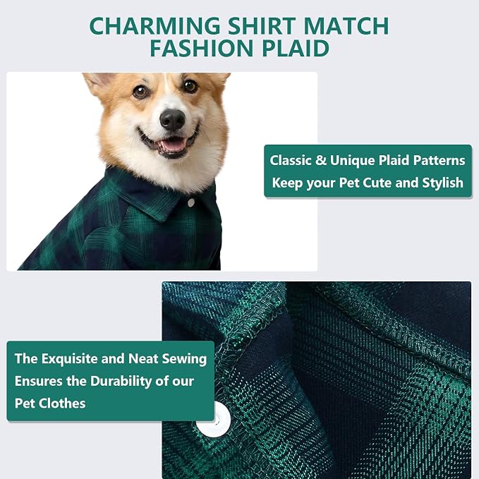 Koneseve Dog Shirt Pet Plaid Clothes T-Shirt Sweater Matching Breathable - Image 5
