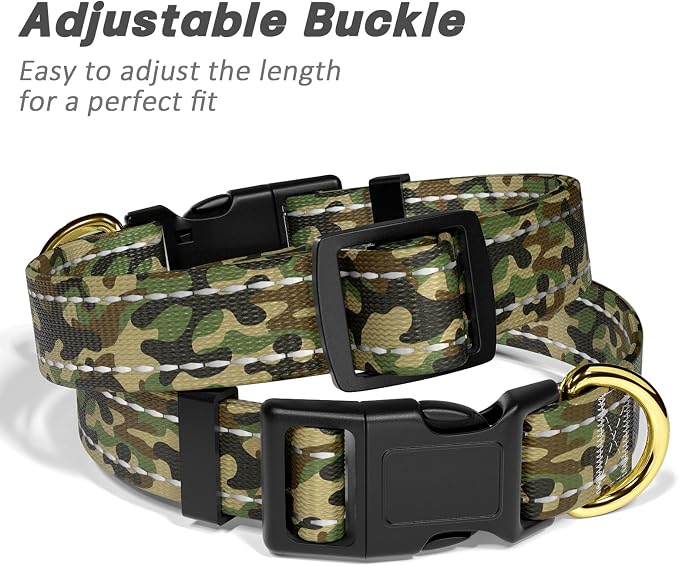 MOODEL Reflective Dog Collar for Medium Dogs, Cute Camouflage Adjustable - Image 6