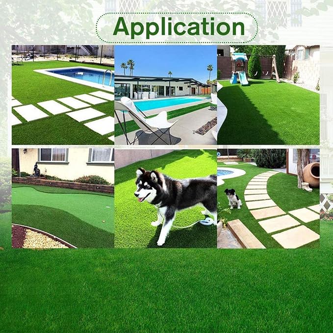 Artificial Grass Rug Outdoor Indoor 14FTX84FT Fake Grass Carpet Green Synthetic - Image 9