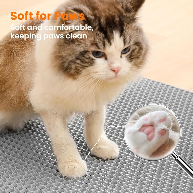 Small Cat Litter Mat, 20x14’’ Double Layer Honeycomb Cat Litter Box Mat - Image 7