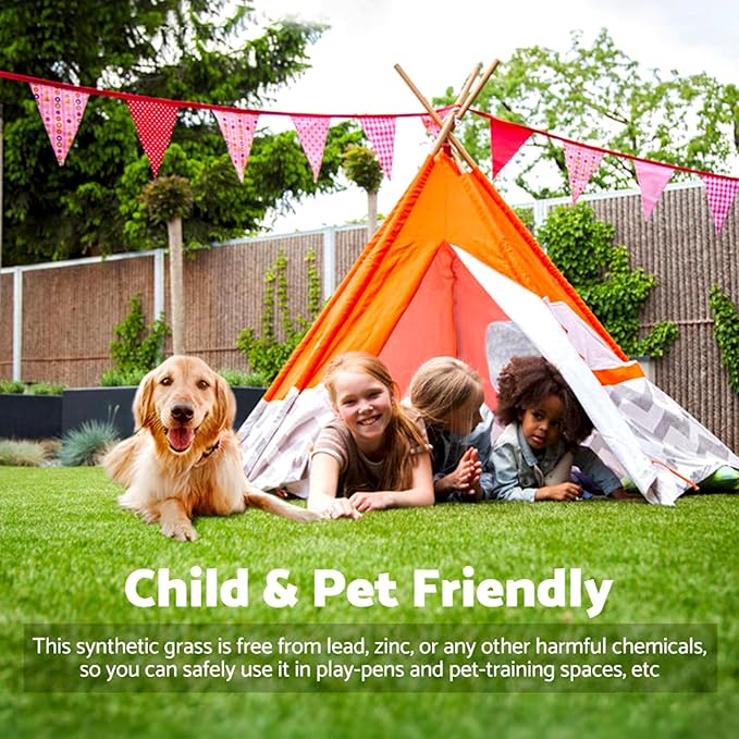 Artificial Grass Rug Outdoor Indoor 13FTX88FT Fake Grass Carpet Green Synthetic - Image 6