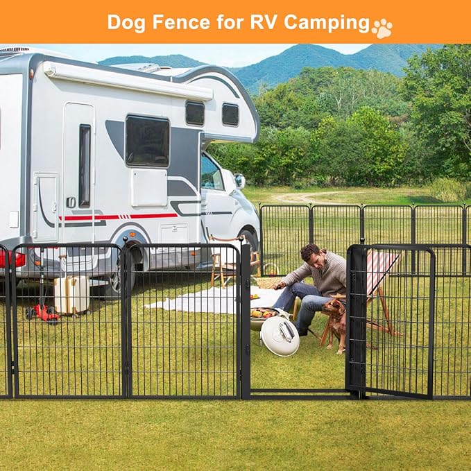 Wide Gate Dog Fence Outdoor Pens Outside, Portable Dog Play Pen 40" H 22 Panels - Image 5