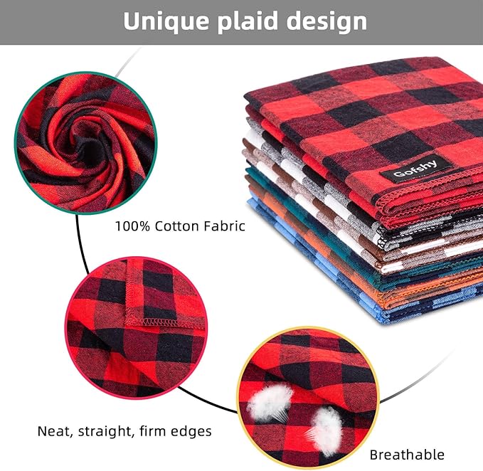 Boy Dog Bandana XLarge-Blue Black Dog Scarf Buffalo Plaid Printing Adjustable - Image 3