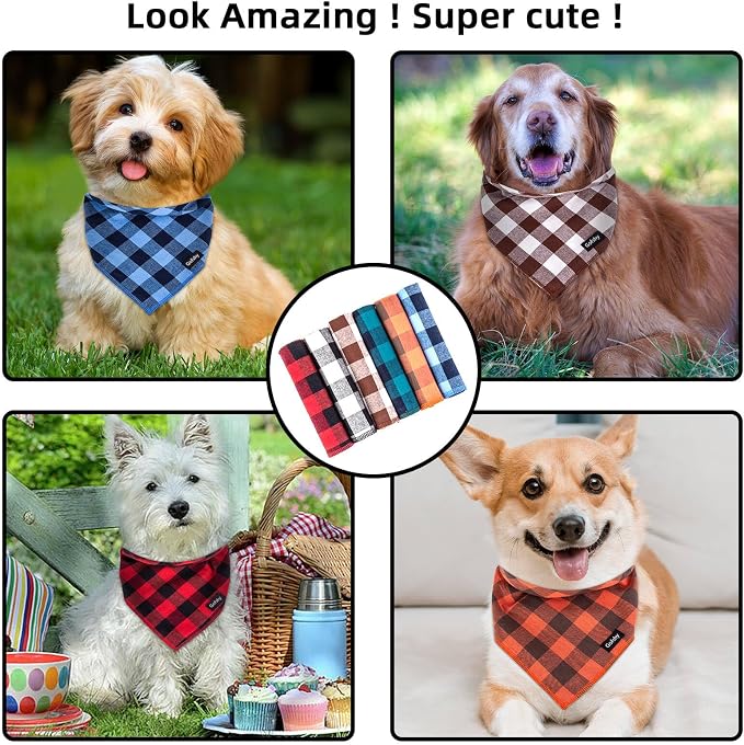 Christmas Dog Bandana Small-Red Black Dog Scarf Buffalo Plaid Printing - Image 7