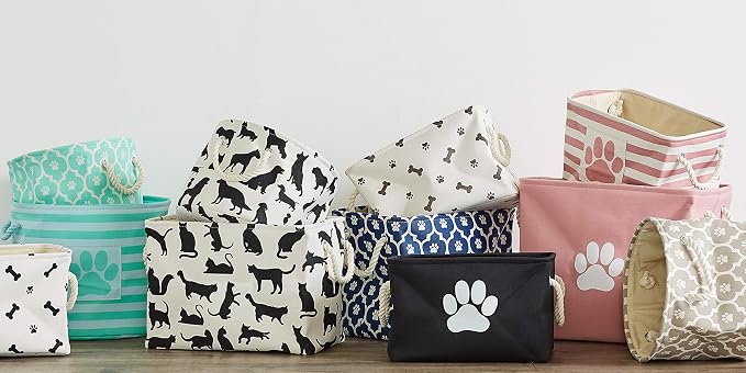 Bone Dry Pet Storage Collection Lattice Paw Print, Nautical Blue, Small Round - Image 7