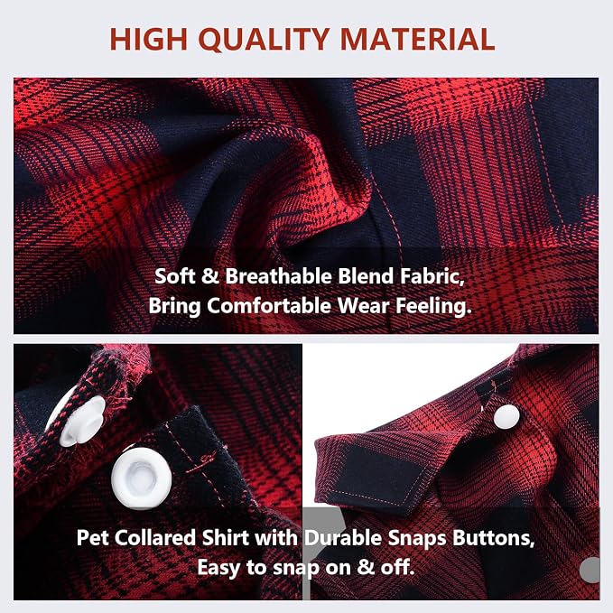 Koneseve Dog Shirt Pet Plaid Clothes T-Shirt Sweater Breathable - Image 3
