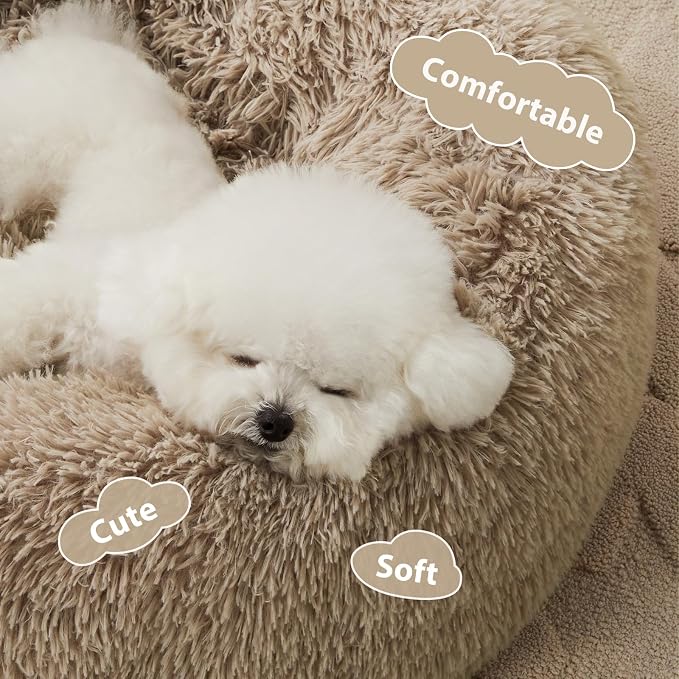 WNPETHOME Calming Dog Bed, Anti-Anxiety Donut Small Dog Bed, Fluffy Faux Fur - Image 3