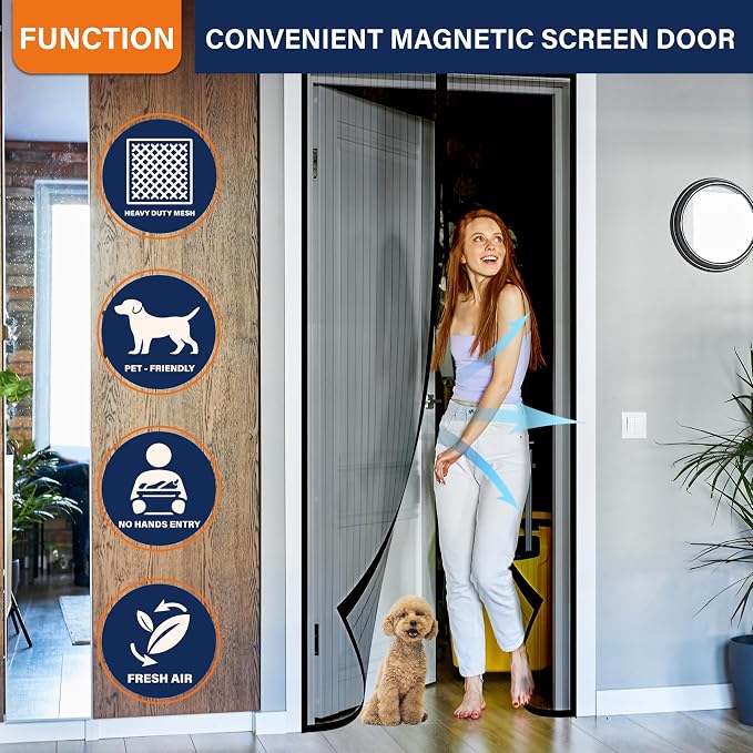 Magnetic Screen Door, Heavy Duty Door Screen Magnetic Closure Keep Bugs Out - Image 6