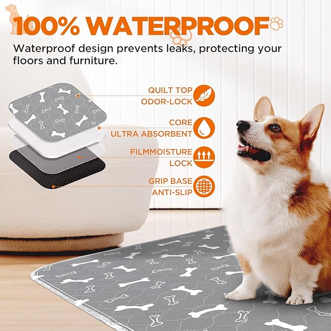 Washable Pee Pads for Dogs, Absorbent Dog Training Pads, 100% Waterproof - Image 2
