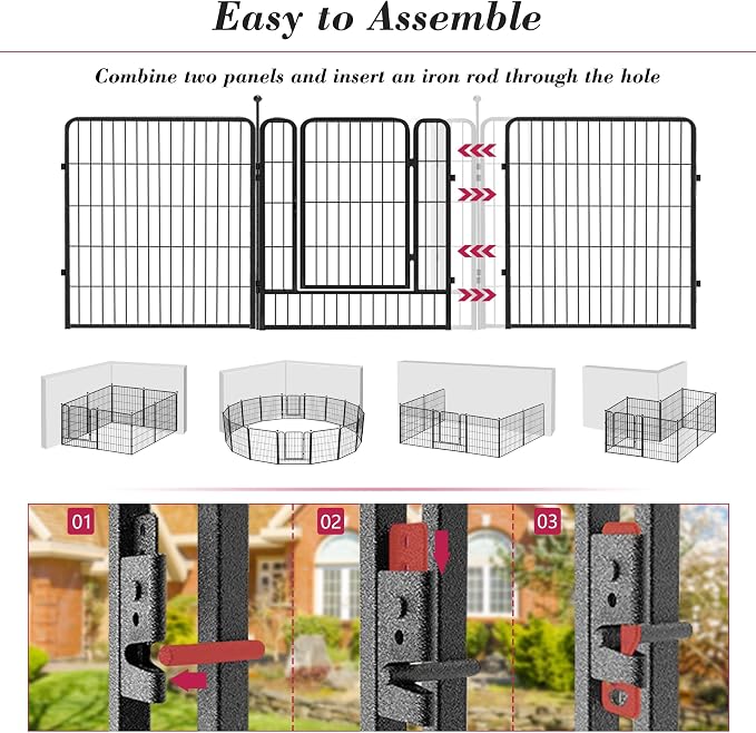 Dog Playpen 32 inch 32 Panels Indoor Outdoor Dog Pen - Image 4