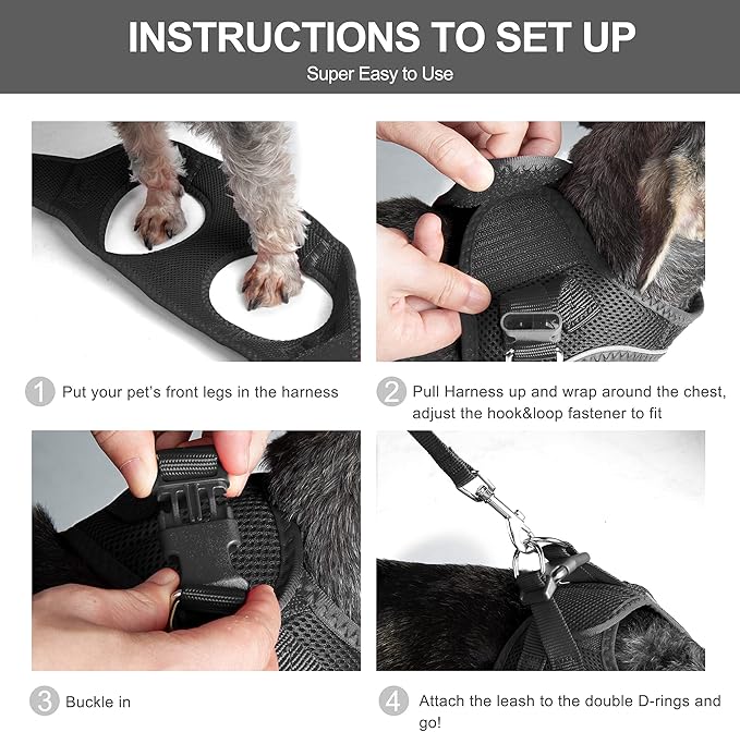 Fida Comfy Dog Harness with Leash, Cat Vest Harness Escape Proof, Breathable - Image 5