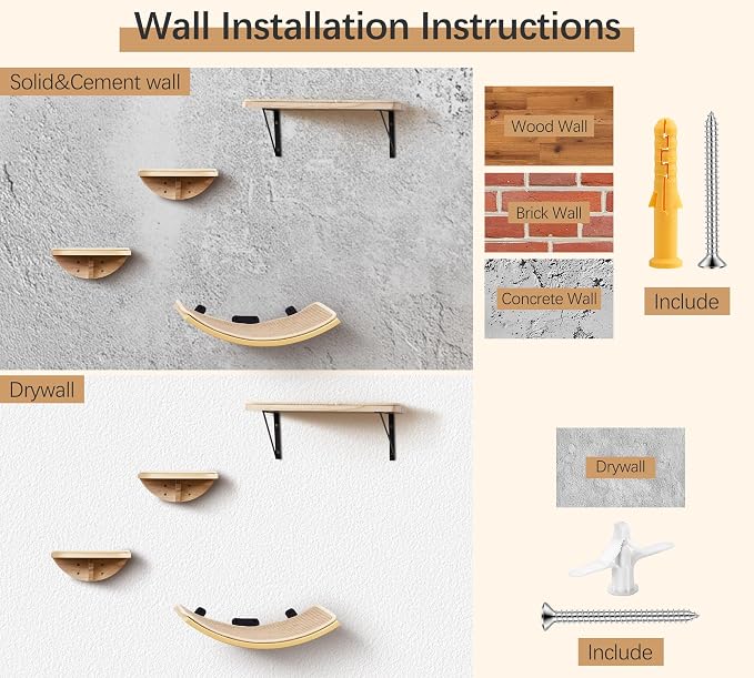 Wood Cat Wall Shelves with Sisal Cats Window Perch, Wall Mounted 4-Piece Cat - Image 8