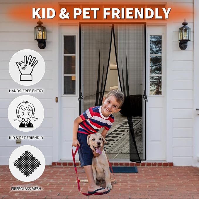 Fiberglass Magnetic Screen Door Fit Door Size 36 x 80 in- Heavy Duty Fiberglass - Image 4