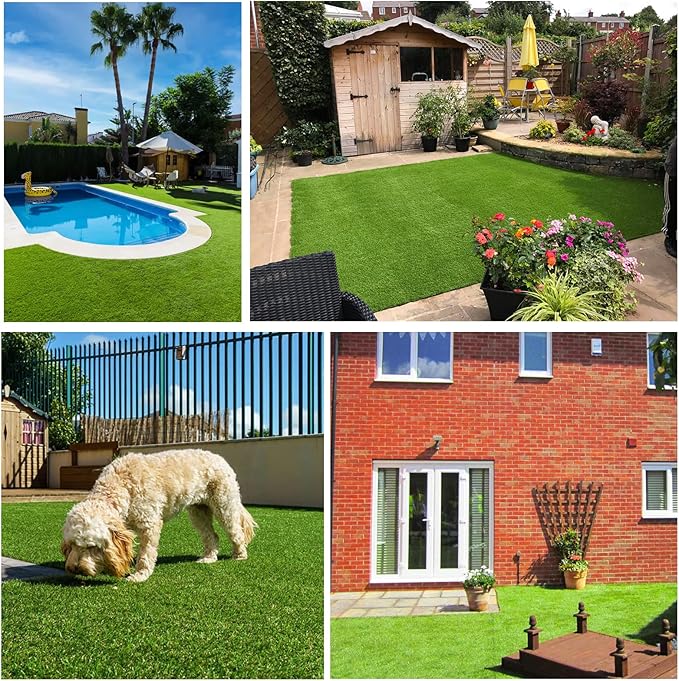 Artificial Grass Rug Outdoor Indoor 13FTX93FT Fake Grass Carpet Green Synthetic - Image 8