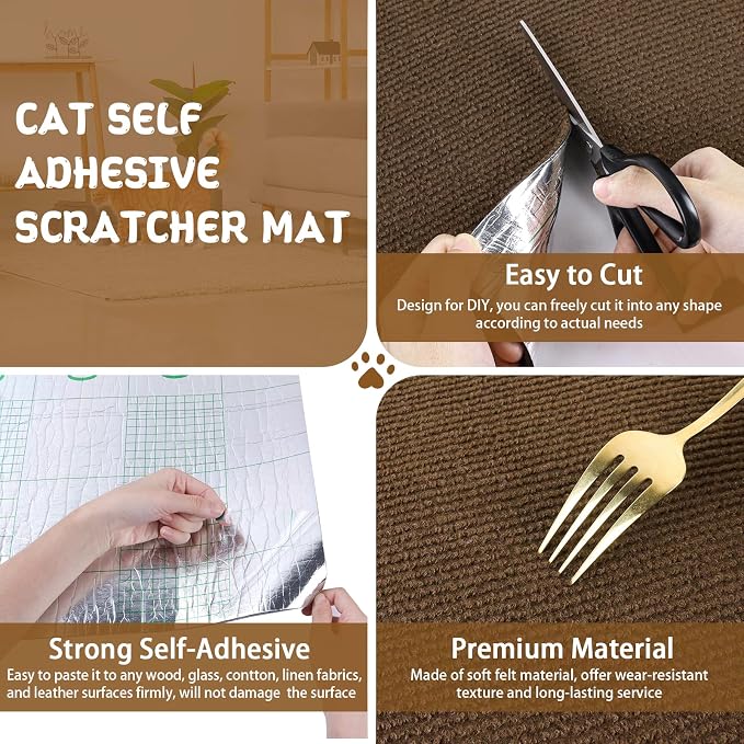 Climbing Cat Scratcher Mat Trimmable Cat Scratching Post Carpet 118’’x15.8’’ - Image 3
