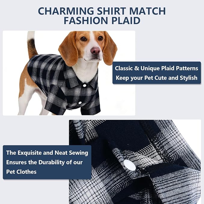Dog Shirt, Koneseve Pet Plaid Polo Clothes Shirt T-Shirt, Sweater Bottoming - Image 4