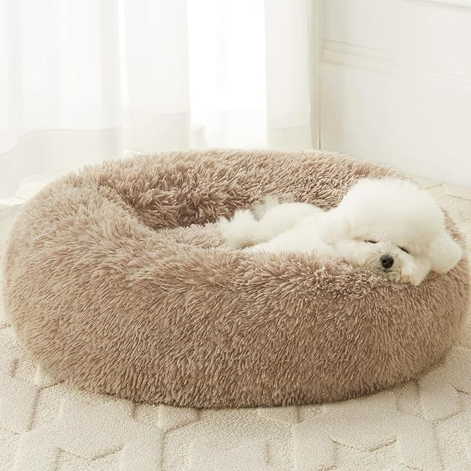 WNPETHOME Calming Dog Bed Cat Bed Donut, Faux Fur Pet Bed Self-Warming Donut by WNPETHOMEPETSHOME
