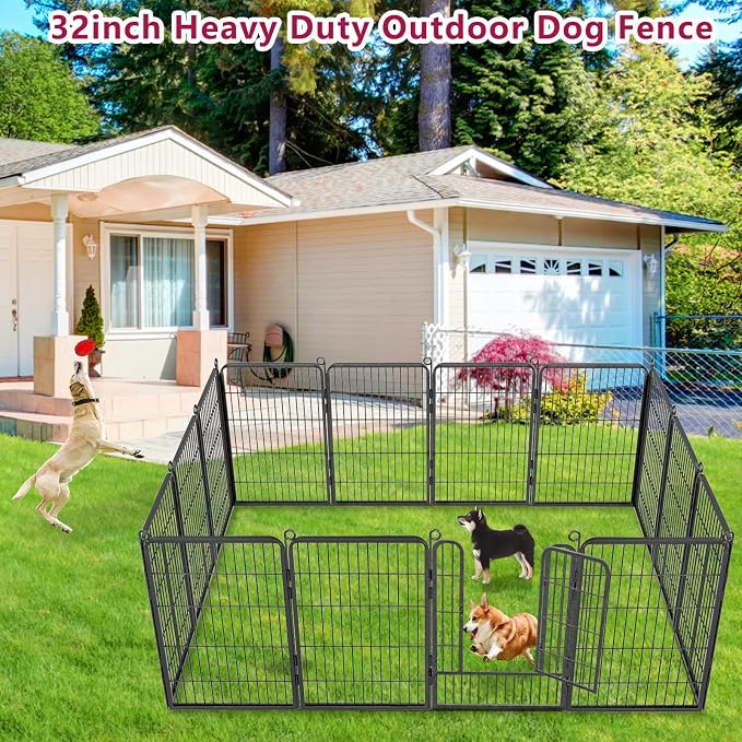 Dog Playpen Dog Fence Outdoor for Yard, 32inch 34 Panels Dog Pens Outside - Image 2