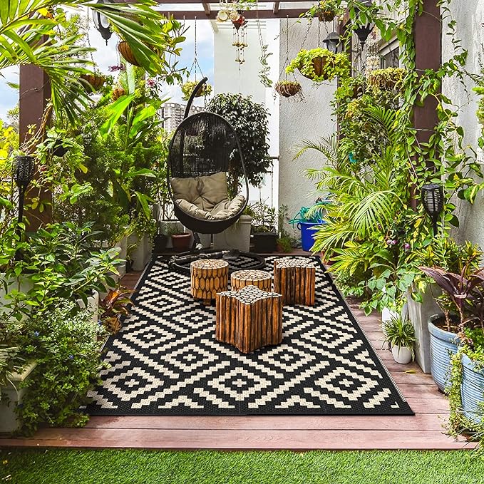 GENIMO Outdoor Rugs 8x10 Waterproof, Reversible Mats, Area Plastic Straw Rug - Image 3